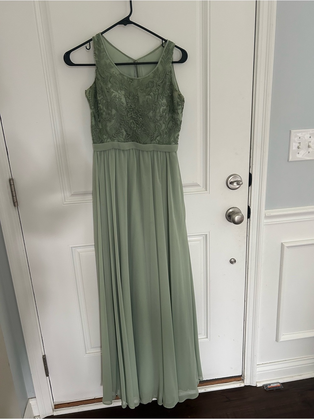 Sage Green Lace Bodice Maxi Dress